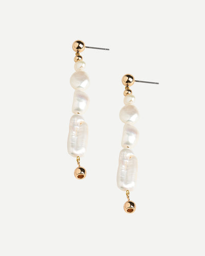 Native Page Pearl Gumnut Drop Earrings Gold