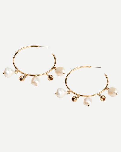 Native Page Gumnut Pearl Hoop Earrings Gold