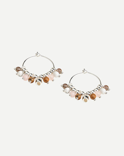 Native Page Stone Mix Hoops Silver